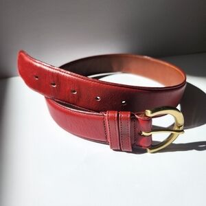 Women's Coach 8500 Red Leather Belt with Gold Buckle